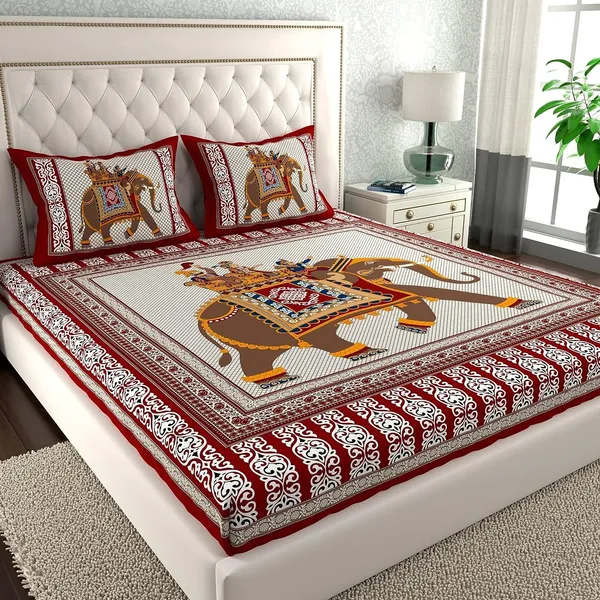 Jaipuri bedsheet Rajasthani Jaipuri Traditional Double Bed Bedsheet